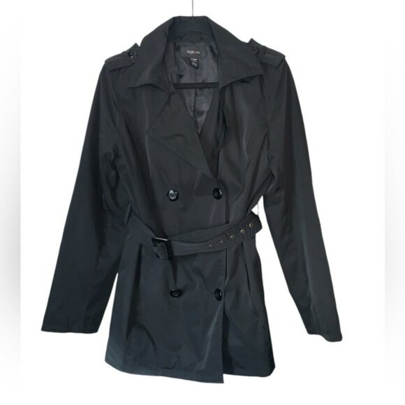 Style‎ & Co black belted mid length trench coat size medium - Picture 1 of 6